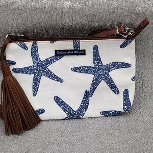 Bahama Hand Prints Starfish Crossbody Bag Coastal Beach Purse NWOT Tassel Strap